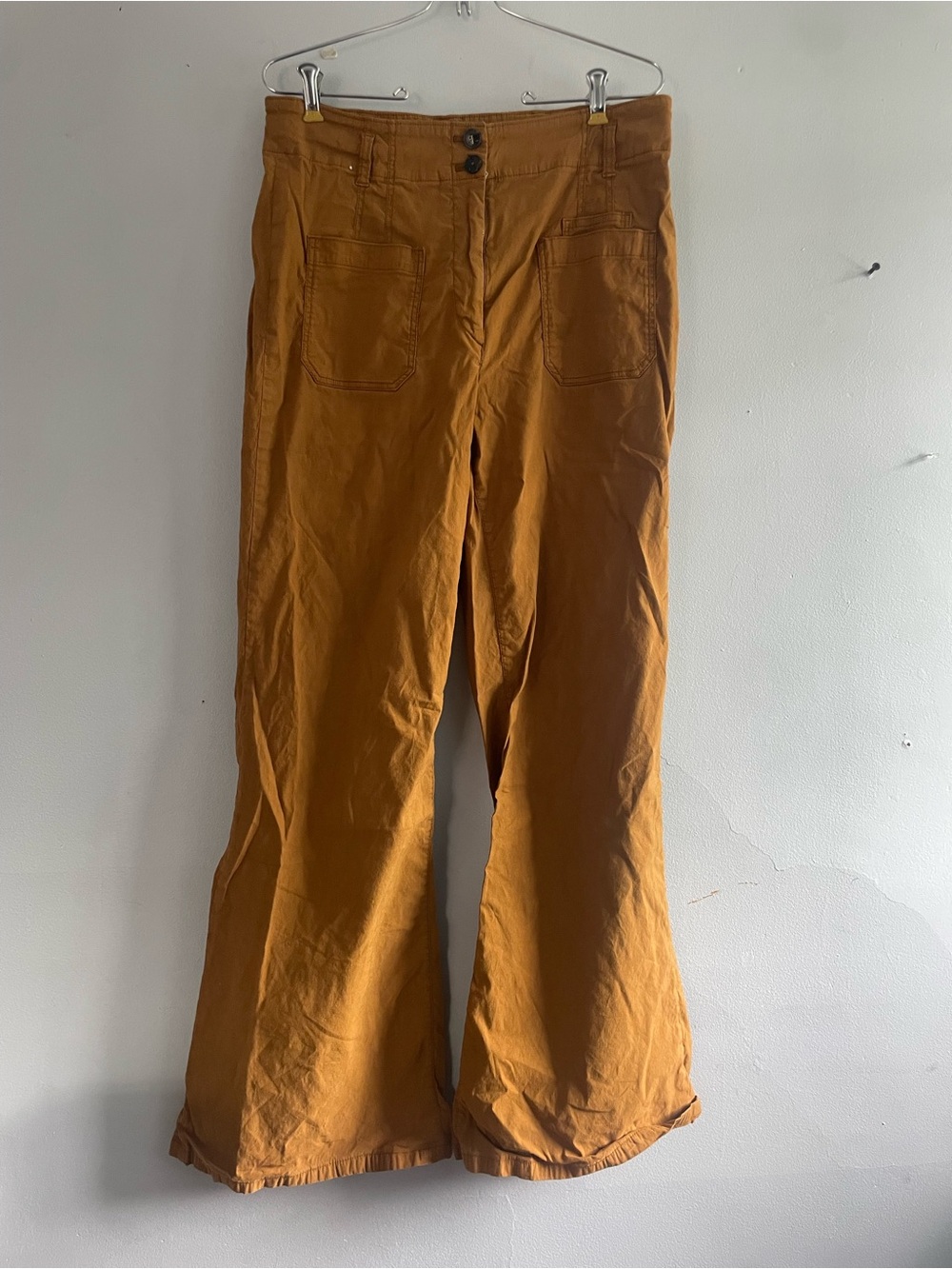 Anthropologie Maeve The Junie Jean Wide-Leg Chinos in Mustard Orange
